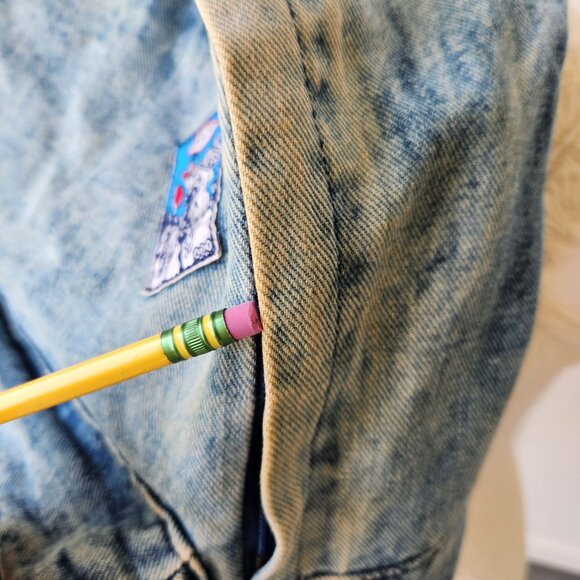 Vintage 80's Tartan DeClenn Denim Jean Backpack Patches Retro Casual Academia - Picture 9 of 11